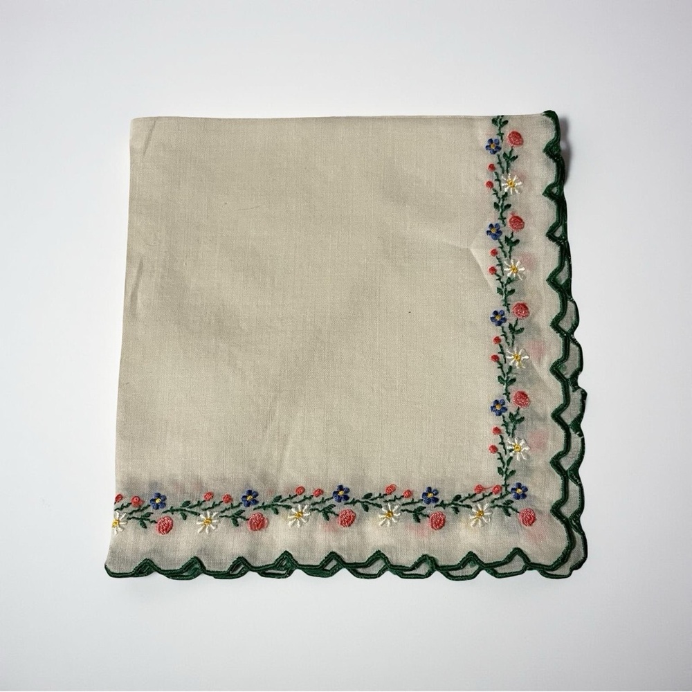 Floral Embroidered Handkerchief